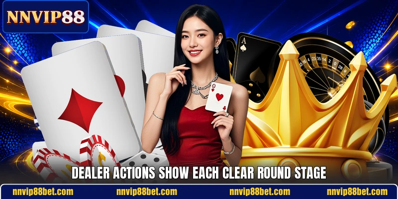 Dealer actions show each clear round stage