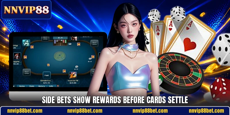 Side bets show rewards before cards settle